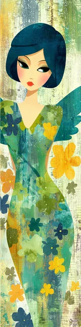 Free angel bookmark featuring asian female angel